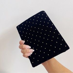 Black & Gold Quilted Studded Small Evening Clutch Crossbody Bag